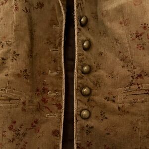 Vintage Cynthia Steffe Tan Floral Corduroy Blazer Pockets Brass Buttons Sz 4